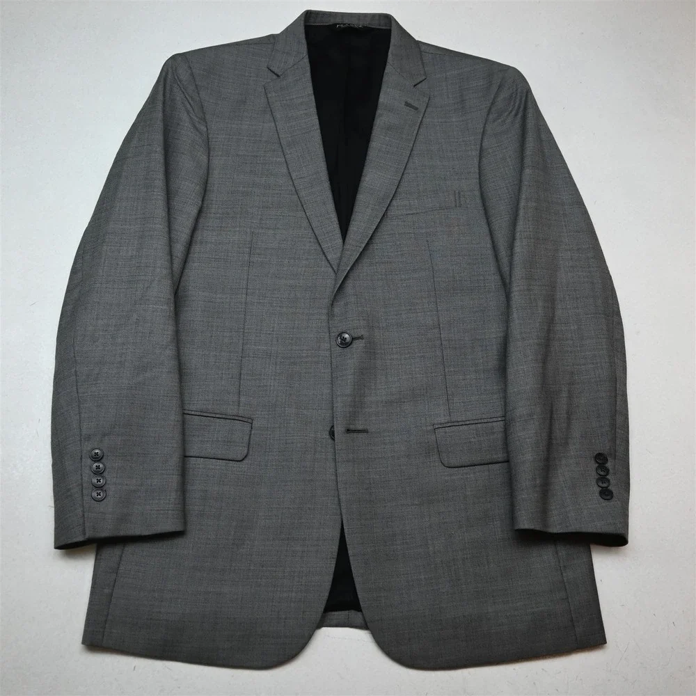 Jos A Bank 41L 34x32 Gray Sharkskin 100% Wool Traveler Mens Jacket Pants Suit
